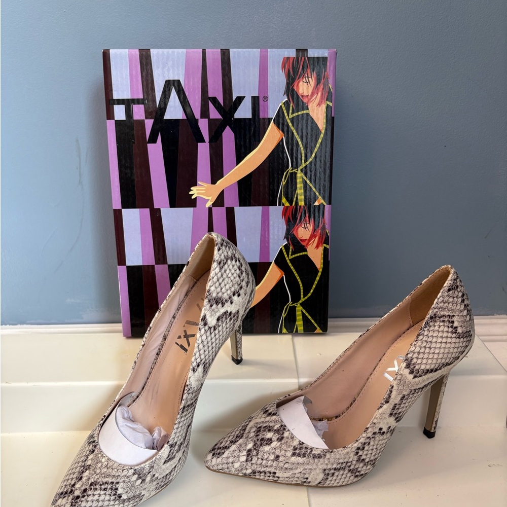 Snakeskin Pattern Heels - Black and White